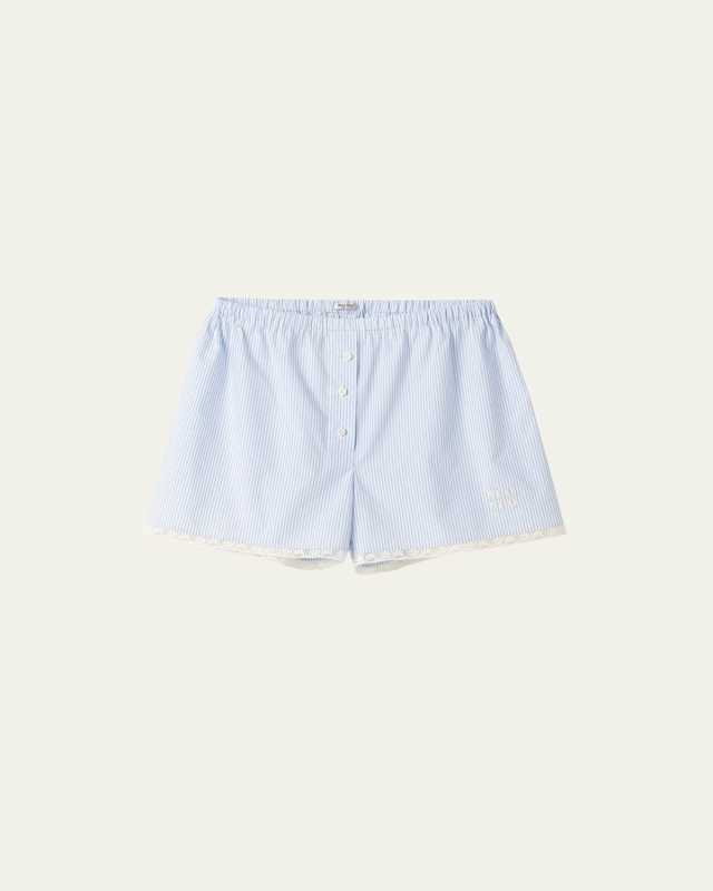 Pinstripe Logo-Embroidered Boxer Shorts